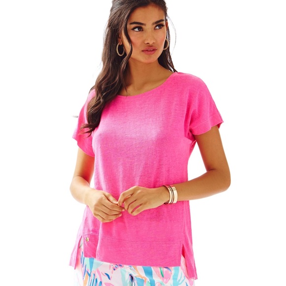 Lilly Pulitzer Kir Royal Pink Short Sleeve Mikaela Top Size Small - Picture 1 of 8